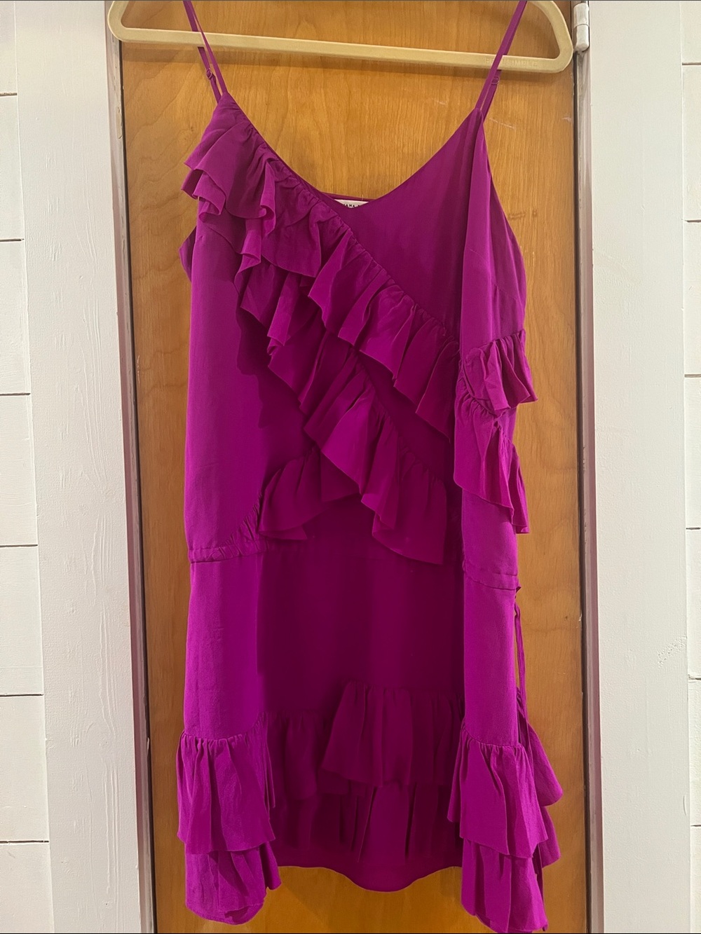 Banana Republic Silk Mini dress with Magenta Ruffle